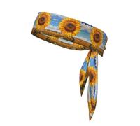 WZYWHJ Fascia per capelli con stampa di girasoli al sole levante, cravatta sportiva per uomini e donne, fascia per capelli per corsa, allenamento e calcio