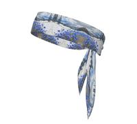 WZYWHJ Fascia per capelli con stampa di piccoli fiori blu sotto la montagna della neve, cravatta sportiva per uomini e donne, fascia per capelli per corsa, allenamento e calcio