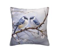 WZYWHJ Federa decorativa per cuscino, 30,5 x 30,5 cm, con stampa su entrambi i lati, motivo con uccellini rivolti verso l'altro, per casa, letto, divano, soggiorno, casa colonica all'aperto