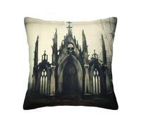 WZYWHJ Federa decorativa per cuscino, 50,8 x 50,8 cm, motivo antico castello di scheletro stampato, design su entrambi i lati, per casa, letto, divano, soggiorno, casa colonica all'aperto