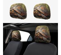 WZYWHJ Federa per auto stampata con la tartaruga che striscia nella palude, 2 pezzi, accessori per sedili, copertura protettiva universale
