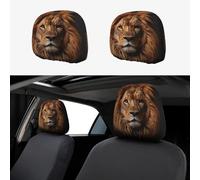 WZYWHJ Federa per auto stampata con lo sguardo del leone, 2 pezzi, accessori per sedili, copertura protettiva universale