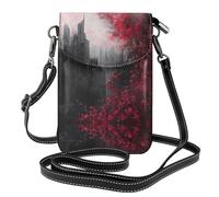 WZYWHJ Fioritura fiori stampa Borsa per telefono in pelle da donna con tracolla regolabile