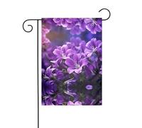 Wzywhj Fioritura fiori viola stampa estate giardino bandiera double face decorazione cortile 30,5 x 45,7 cm