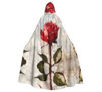 WZYWHJ Fioritura rose rosse Stampe Aldult Cosplay Poncho con cappuccio Mantello per uomini e donne Halloween Party
