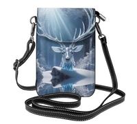 WZYWHJ Frost Crystal Antlers stampa Borsa per telefono in pelle da donna con tracolla regolabile