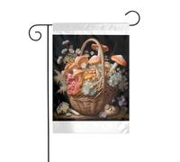 Wzywhj Funghi nel cesto di fiori immagine estate giardino bandiera double face decorazione cortile 30,5 x 45,7 cm