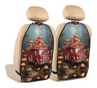 WZYWHJ Fungo camion dei pompieri giocattolo stampato sedile auto Anti Kick Storage pad 2 pezzi, borsa portaoggetti multifunzionale protezione sedile dopo l'installazione