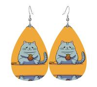 WZYWHJ Gatto che gioca con la palla di corda, orecchini da donna in pelle, semplice ciondolo a goccia d'acqua, regalo alla moda per le vacanze