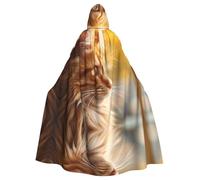 WZYWHJ Gatto con la testa verso il basso Stampa Aldult Cosplay Poncho con cappuccio Mantello per uomini e donne Halloween Party