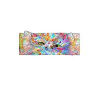 WZYWHJ Gatto di vetro variopinto che stampa fasce dell'arco del bambino ed accessori morbidi elastici dei capelli per i neonati e le ragazze