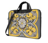 WZYWHJ Giallo fiore grigio Stampe Ultra-sottile portatile monospalla borsa del computer accessori per computer portatile morbido antiurto per laptop, Nero , 15.6 inch