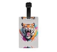 WZYWHJ Glitch Tiger Roar Printing Etichette per borse per bagagli, etichette per la protezione della privacy da viaggio per uomini e donne