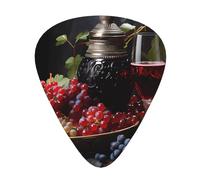 WZYWHJ Grapes and Wine Picture - Plettri per chitarra, 12 pezzi, confortevole, tono chiaro, spessore moderato, adatti per chitarra e chitarra elettrica