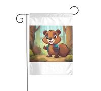 Wzywhj Graziosa bandiera da giardino con immagine di castoro, decorazione su entrambi i lati, 30,5 x 45,7 cm