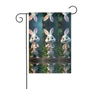 WZYWHJ Graziosa bandiera da giardino con stampa di coniglio bianco, 30,5 x 45,7 cm, per un ambiente esterno alla moda