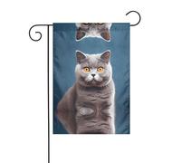 WZYWHJ Graziosa bandiera da giardino con stampa di gatto a pelo corto, 30,5 x 45,7 cm, per un ambiente esterno alla moda