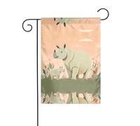 Wzywhj Graziosa bandiera da giardino con stampa di rinoceronte su entrambi i lati, decorazione per cortile, 30,5 x 45,7 cm