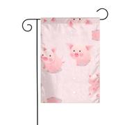 WZYWHJ Graziosa bandiera da giardino stampata con maiale rosa, 30,5 x 45,7 cm, per un ambiente esterno alla moda