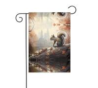 WZYWHJ Graziosa bandiera grigia con stampa di scoiattolo da giardino, 30,5 x 45,7 cm, per un ambiente esterno alla moda