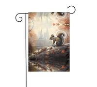 Wzywhj Graziosa bandiera grigia con stampa di scoiattolo estivo da giardino su entrambi i lati, decorazione per cortile, 30,5 x 45,7 cm