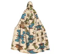 WZYWHJ Grazioso mantello con cappuccio a forma di piccolo dinosauro Aldult Cosplay Poncho per uomini e donne Festa di Halloween