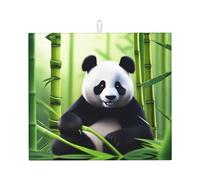 WZYWHJ Grazioso tappetino da cucina con panda che gioca ad acqua, realizzato in spugna assorbente, con cordino per appenderlo, 45,7 x 40,6 cm