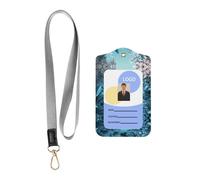 Wzywhj Guaina protettiva per badge da lavoro con stampa di giardini botanici, custodia protettiva in pelle con set di corda staccabile per appendere