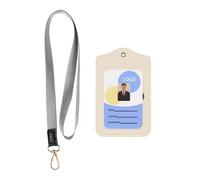 Wzywhj Guaina protettiva per badge da lavoro minimalista con stampa caffè, custodia protettiva in pelle con corda staccabile per appendere il set