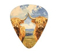 Wzywhj Highland Cows On The Grassland - Plettro per chitarra, impugnatura facile, per ukulele, chitarra acustica ed elettrica, 12 pezzi