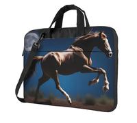 WZYWHJ Horse Under The Moon - Borsa per computer portatile, con interno morbido, tasche multiple, ideale per uomini, viaggi e affari, colore nero