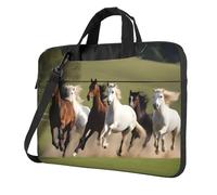WZYWHJ Horses at the gallop - Borsa per computer portatile, con interno morbido, tasche multiple, ideale per uomini, viaggi e affari, colore nero