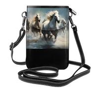WZYWHJ Horses running wild in the river Pattern Borsa da donna in pelle per telefono a tracolla con tracolla regolabile