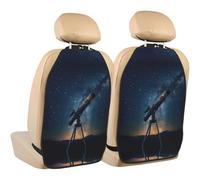 WZYWHJ Il cielo stellato nel telescopio stampato seggiolino auto Anti Kick Storage pad 2 pezzi, borsa portaoggetti multifunzionale protezione sedile dopo l'installazione