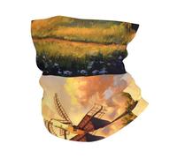 WZYWHJ Il mulino a vento sulla prateria Stampato multifunzionale Sport Foulard fascia, maschera facciale, braccialetto