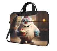 WZYWHJ Il piccolo mostro che tiene la torta Stampa Ultra-sottile portatile monospalla borsa per laptop accessori per computer morbidi antiurto per laptop, Nero , 13 inch