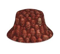 WZYWHJ Il terrificante cappello da pescatore rosso stampato a parete, double-face riflettente da viaggio, cappello estivo da spiaggia