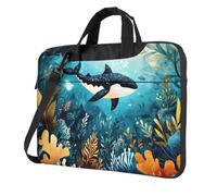 WZYWHJ Illustrazione balena Immagine Ultra-sottile portatile monospalla borsa del computer accessori per computer morbido antiurto per laptop, Nero , 14 inch