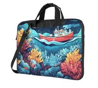WZYWHJ Illustrazione della nave Immagine Ultra-sottile portatile monospalla borsa del computer accessori per computer portatile morbido antiurto per laptop, Nero , 14 inch