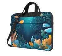 WZYWHJ Illustrazione di pesce Modello Ultra-sottile portatile monospalla borsa del computer accessori per computer portatile morbido antiurto per laptop, Nero , 14 inch