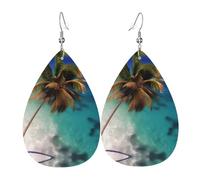 WZYWHJ Isole dei Caraibi Immagine Orecchini pendenti a goccia d'acqua, orecchini in pelle, articoli di moda da donna