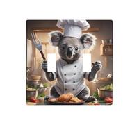 WZYWHJ Koala Chef Cooking Delicious Food Pattern Pannello termoplastico per interruttore Copertura decorativa da parete piastra frontale che non si danneggia facilmente