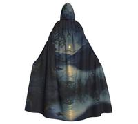 WZYWHJ Lakeside at night Picture Aldult Quality Cosplay Poncho con cappuccio Mantello per uomini e donne Halloween