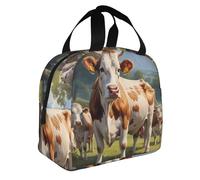 WZYWHJ Le mucche del pascolo stampa la borsa del pranzo portatile isolata borse del pranzo portatili borse del pranzo robuste facili da piegare