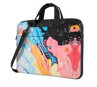 WZYWHJ Liquido caotico Stampe Ultra-sottile portatile monospalla borsa per laptop accessori per computer morbido antiurto per laptop, Nero , 14 inch