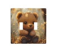 WZYWHJ Little Bear Under The Shiny Leaves PatternPannello termoplastico per interruttore Copertura decorativa da parete piastra frontale che non si danneggia facilmente