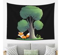 WZYWHJ Little Fox behind the tree Picture Wall Decoration arazzo adatto per camera da letto e soggiorno decorazione arras 203,2 x 152,4 cm