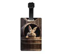 WZYWHJ Little Gray Rabbit in un barile di legno, etichette per bagagli, etichette per la protezione della privacy da viaggio per uomini e donne