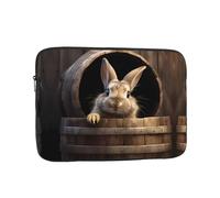 WZYWHJ Little Grey Rabbit in un barile di legno stampa antiurto portatile custodia per laptop 13 pollici per uomini e donne viaggi d'affari, scuola, ufficio uso quotidiano