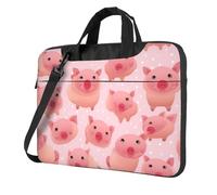 WZYWHJ Little Pink Pig - Borsa per computer portatile, con interno morbido, tasche multiple, ideale per uomini, viaggi e affari, Nero, 14 inch